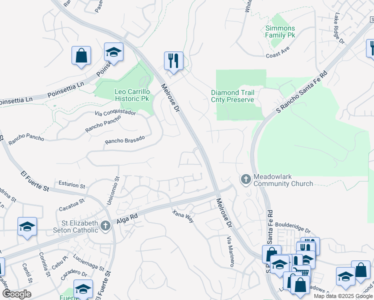 map of restaurants, bars, coffee shops, grocery stores, and more near 6362 Paseo Aspada in Carlsbad
