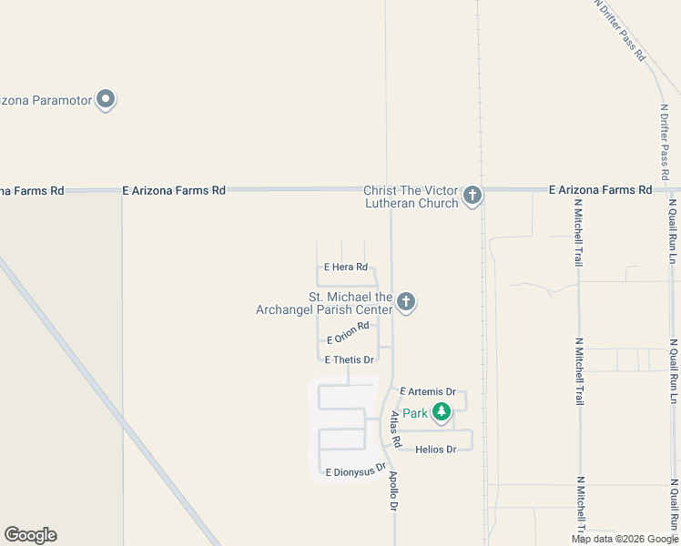 map of restaurants, bars, coffee shops, grocery stores, and more near 26033 North Poseidon Road in Florence