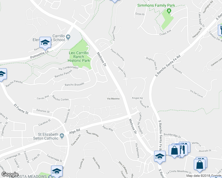 map of restaurants, bars, coffee shops, grocery stores, and more near 6362 Paseo Aspada in Carlsbad