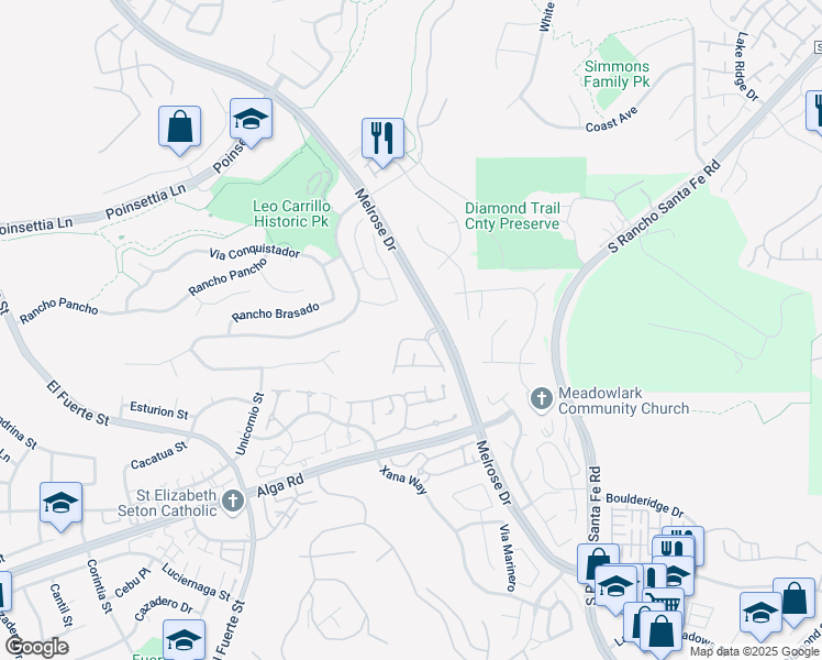 map of restaurants, bars, coffee shops, grocery stores, and more near 6448 Terraza Portico in Carlsbad