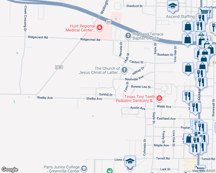 map of restaurants, bars, coffee shops, grocery stores, and more near 3706 Peperport Drive in Greenville