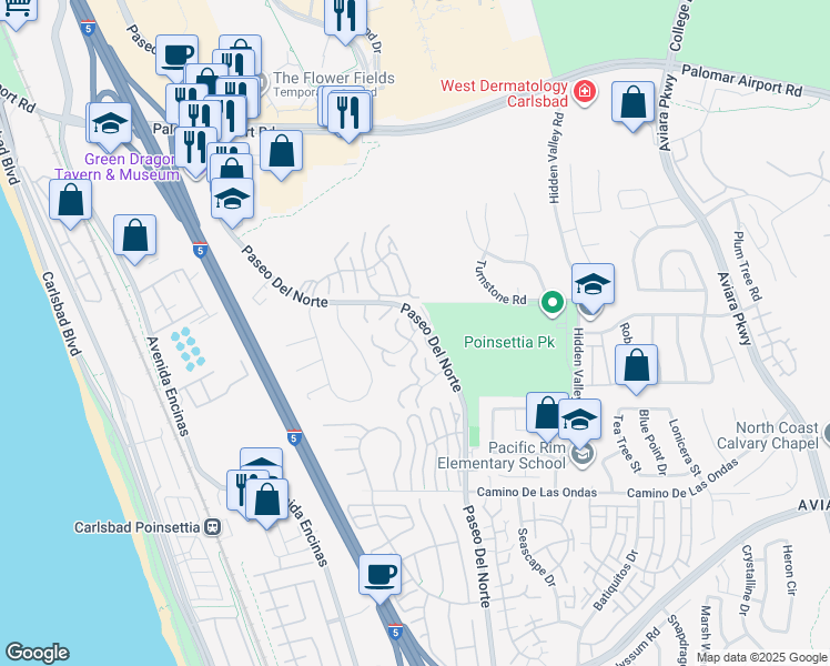 map of restaurants, bars, coffee shops, grocery stores, and more near 912 Caminito Madrigal in Carlsbad