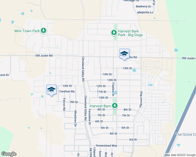 map of restaurants, bars, coffee shops, grocery stores, and more near 1504 13th Street in Argyle