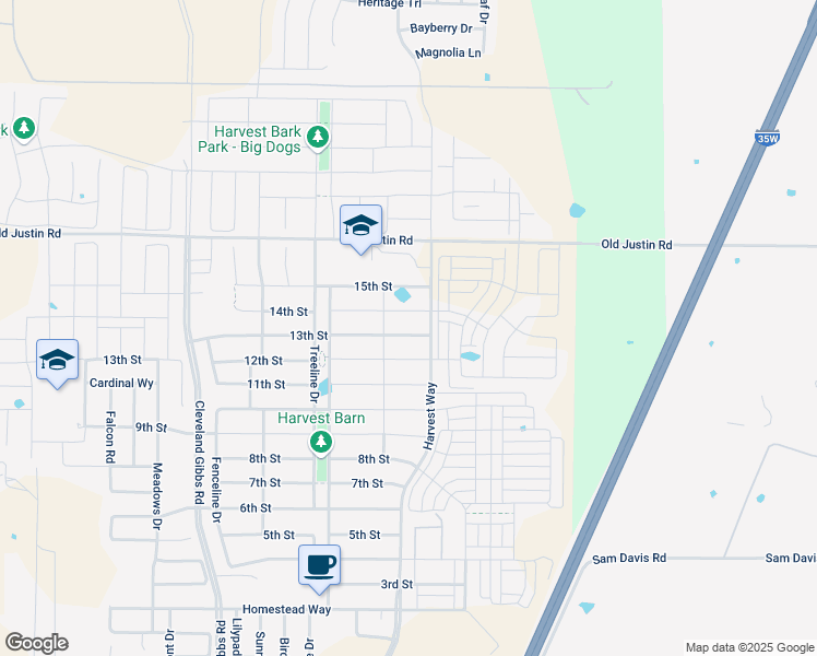 map of restaurants, bars, coffee shops, grocery stores, and more near 1116 13th Street in Argyle