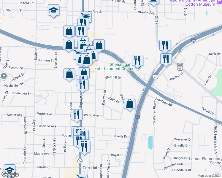 map of restaurants, bars, coffee shops, grocery stores, and more near 5310 Windy Hill Road in Greenville