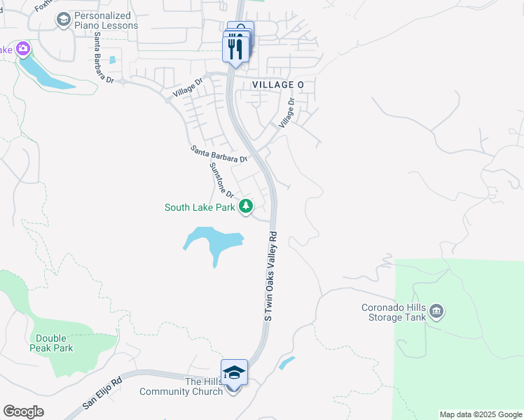 map of restaurants, bars, coffee shops, grocery stores, and more near 125 Lazurite Road in San Marcos