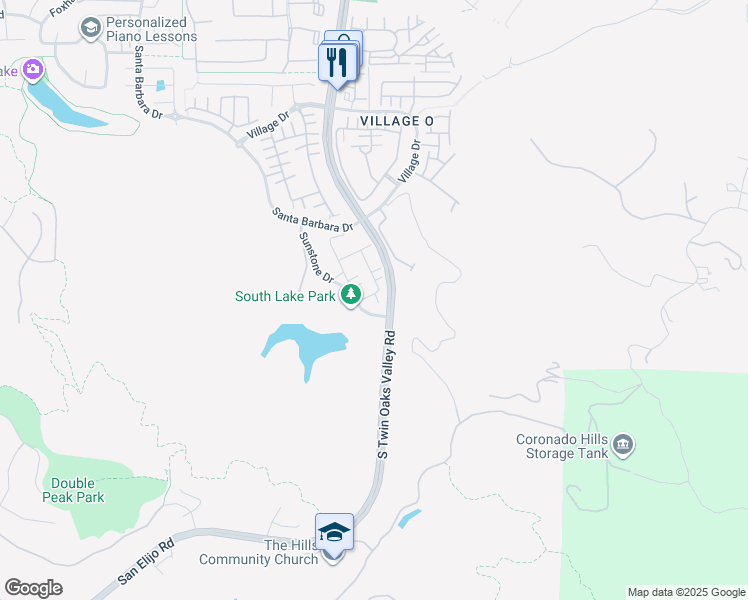 map of restaurants, bars, coffee shops, grocery stores, and more near 125 Lazurite Road in San Marcos