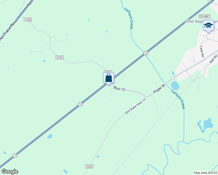 map of restaurants, bars, coffee shops, grocery stores, and more near 2048 Bus 12 in Ethel