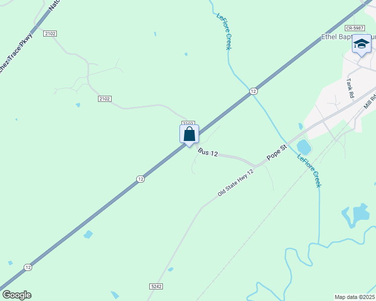 map of restaurants, bars, coffee shops, grocery stores, and more near 2048 Bus 12 in Ethel