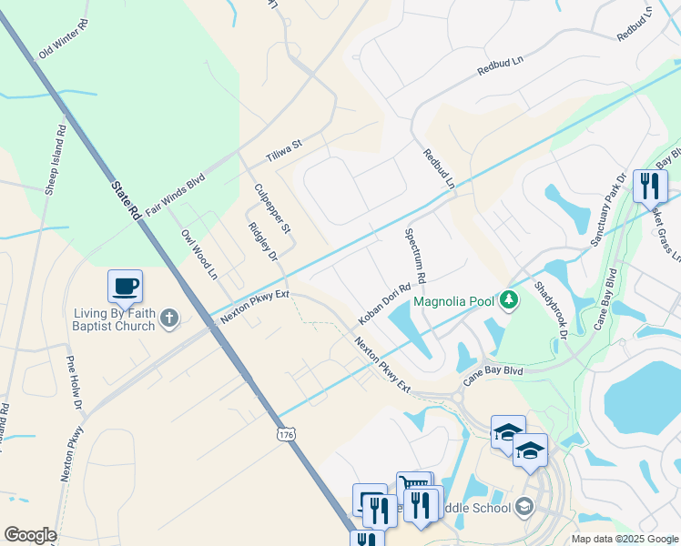 map of restaurants, bars, coffee shops, grocery stores, and more near 204 Spectrum Road in Summerville