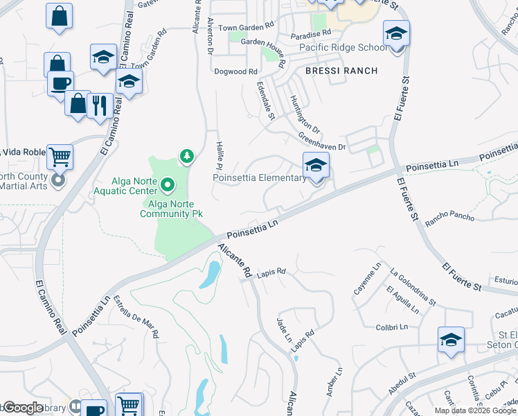 map of restaurants, bars, coffee shops, grocery stores, and more near 2354 Geode Lane in Carlsbad
