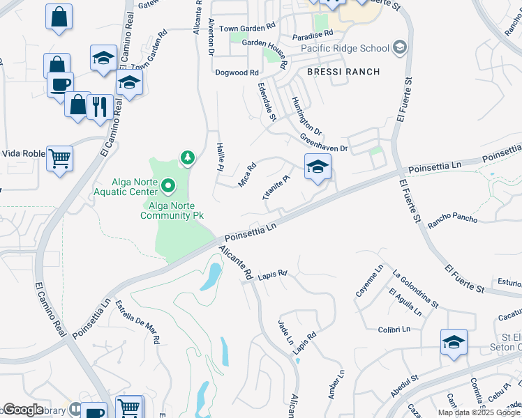 map of restaurants, bars, coffee shops, grocery stores, and more near 2354 Geode Lane in Carlsbad