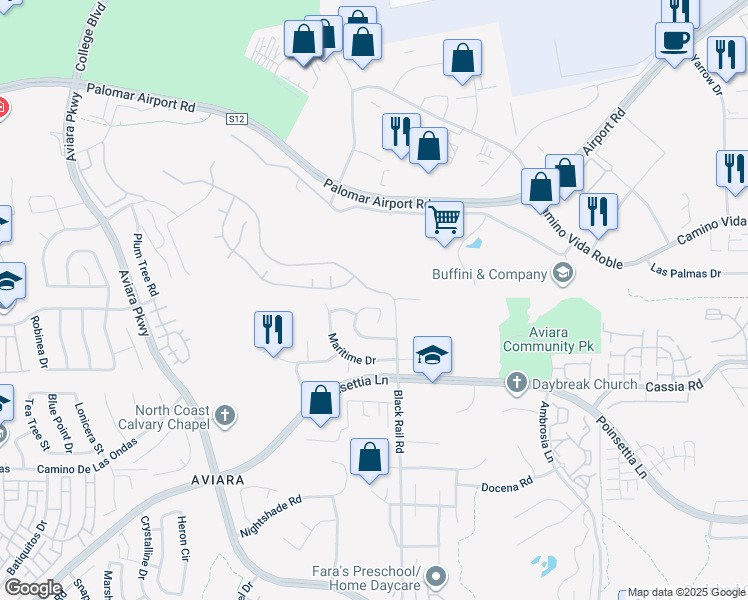 map of restaurants, bars, coffee shops, grocery stores, and more near 1605 Turquoise Drive in Carlsbad