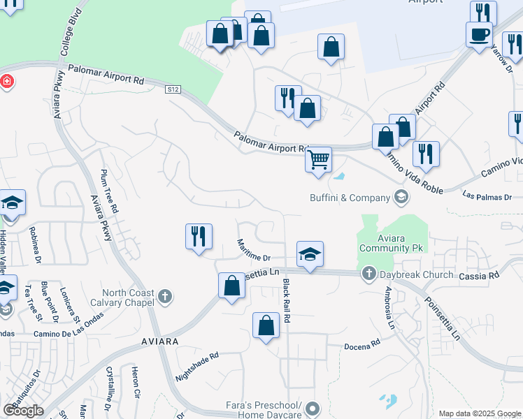 map of restaurants, bars, coffee shops, grocery stores, and more near 1601 Sapphire Drive in Carlsbad
