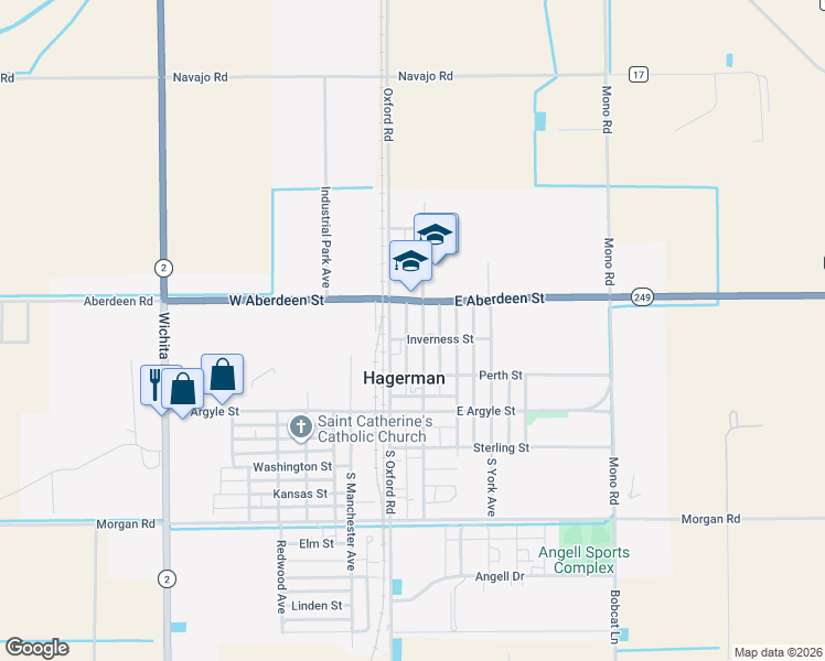 map of restaurants, bars, coffee shops, grocery stores, and more near 304 North Cambridge Avenue in Hagerman