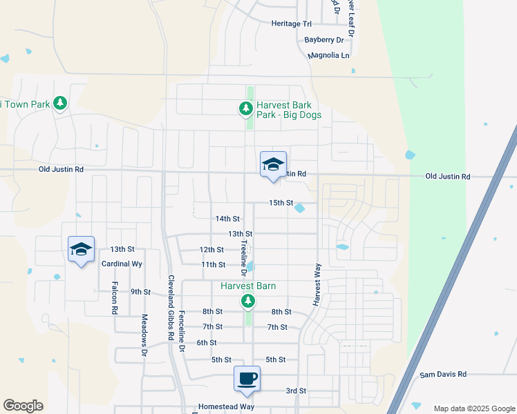 map of restaurants, bars, coffee shops, grocery stores, and more near 1420 Sunflower Avenue in Bartonville