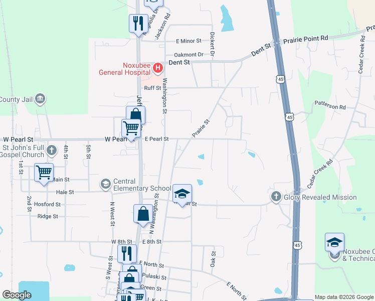 map of restaurants, bars, coffee shops, grocery stores, and more near 400-498 Prairie Street in Macon