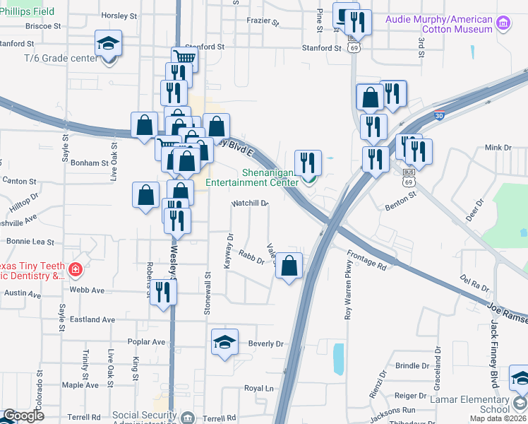 map of restaurants, bars, coffee shops, grocery stores, and more near in Greenville