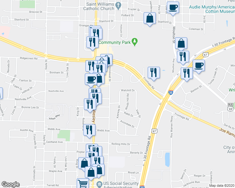 map of restaurants, bars, coffee shops, grocery stores, and more near 5308 Kayway Drive in Greenville