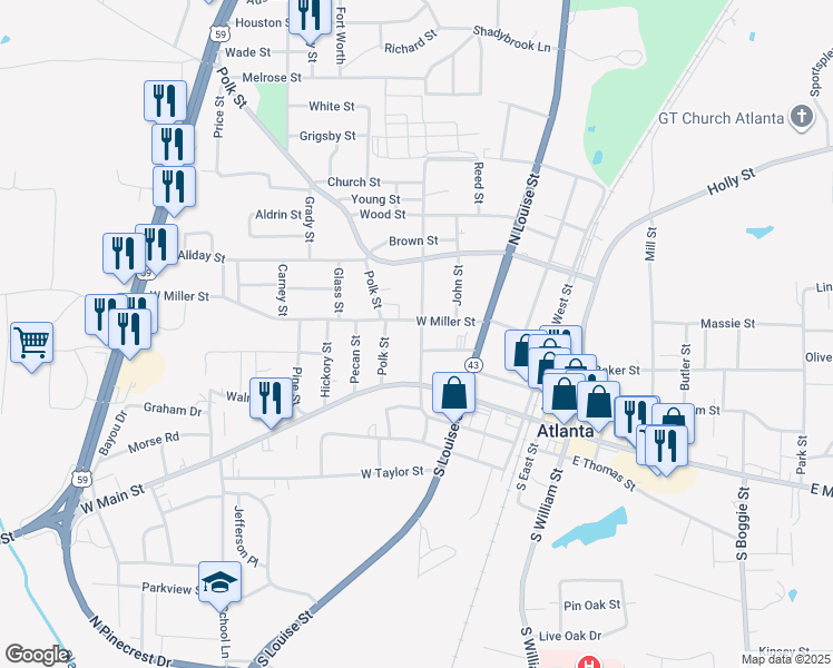 map of restaurants, bars, coffee shops, grocery stores, and more near 203 North Howe Street in Atlanta