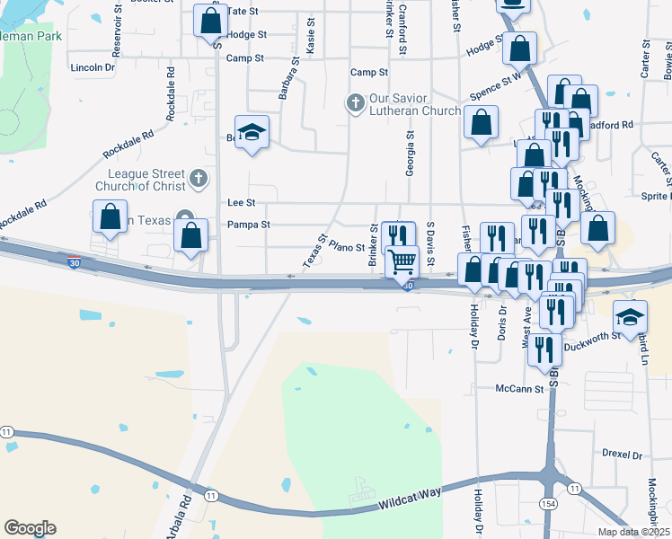 map of restaurants, bars, coffee shops, grocery stores, and more near 430 Industrial Drive West in Sulphur Springs