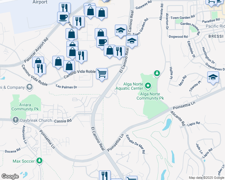 map of restaurants, bars, coffee shops, grocery stores, and more near 221-25 North El Camino Real in Encinitas