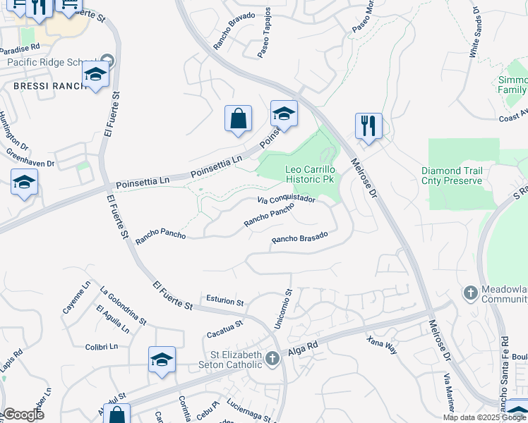 map of restaurants, bars, coffee shops, grocery stores, and more near 2870 Rancho Pancho in Carlsbad