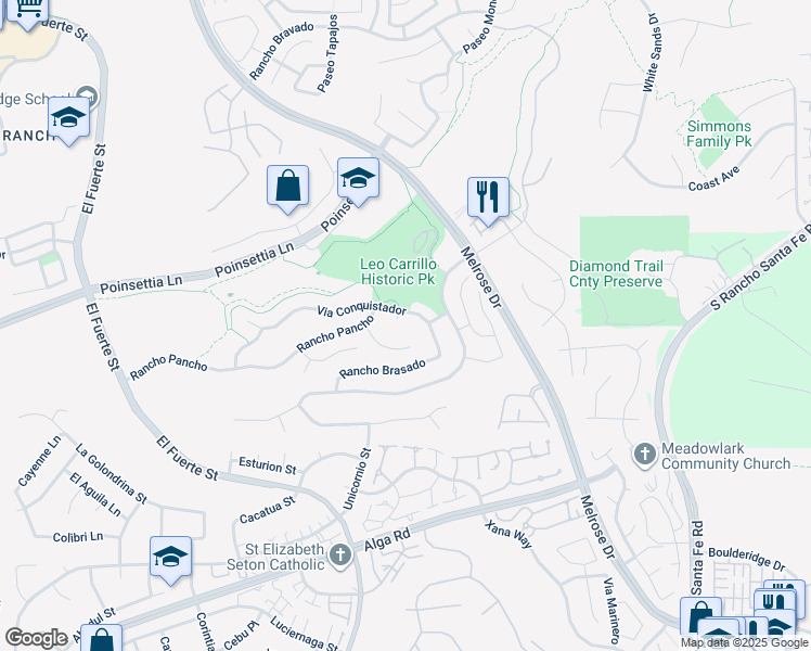 map of restaurants, bars, coffee shops, grocery stores, and more near 6382 Paseo Potrero in Carlsbad