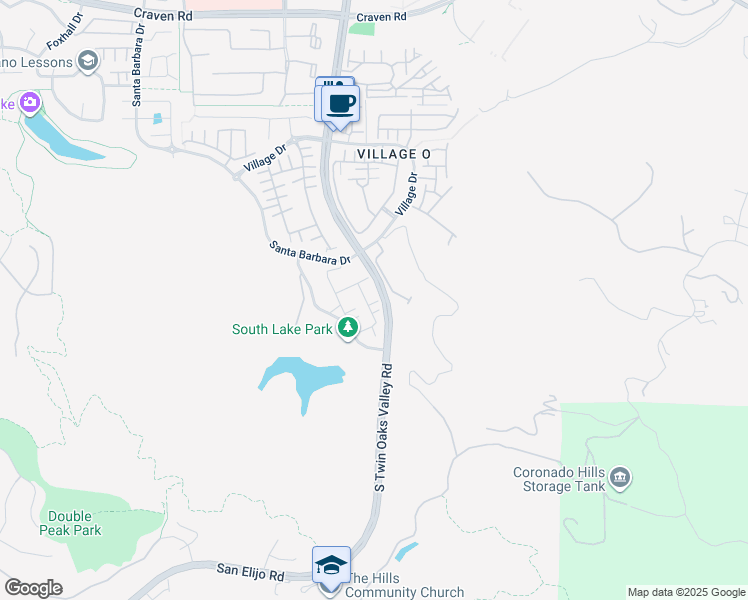 map of restaurants, bars, coffee shops, grocery stores, and more near 1259 South Twin Oaks Valley Road in San Marcos