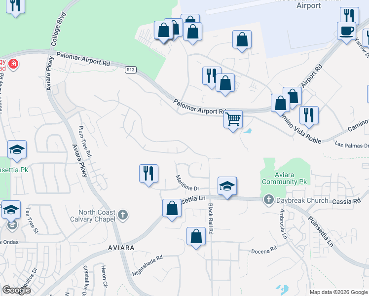 map of restaurants, bars, coffee shops, grocery stores, and more near 1605 Turquoise Drive in Carlsbad