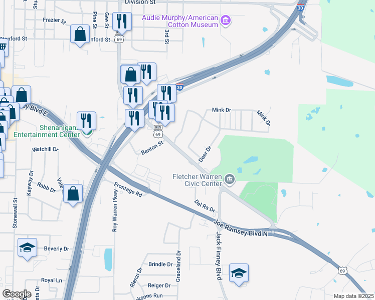 map of restaurants, bars, coffee shops, grocery stores, and more near 622 Mink Drive in Greenville