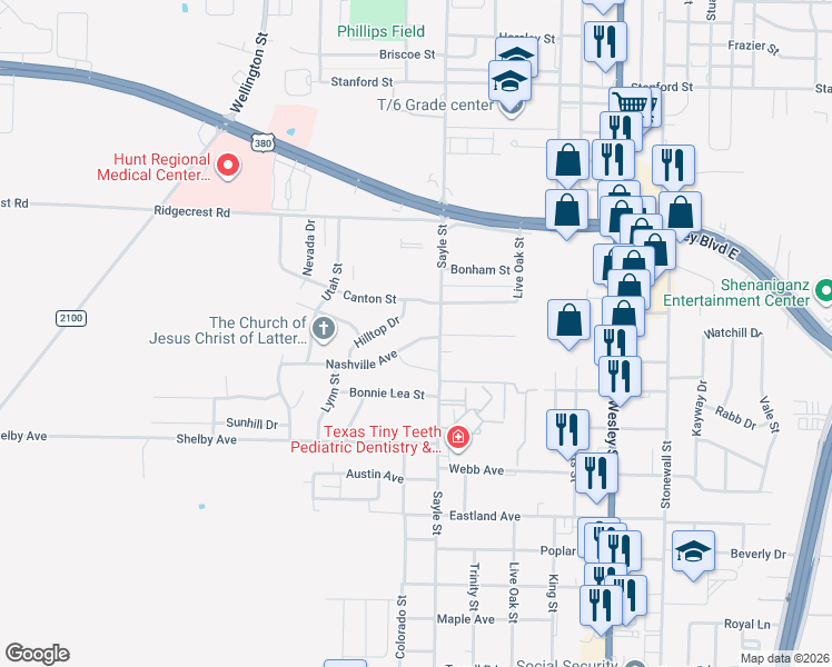 map of restaurants, bars, coffee shops, grocery stores, and more near 3306 Nashville Avenue in Greenville