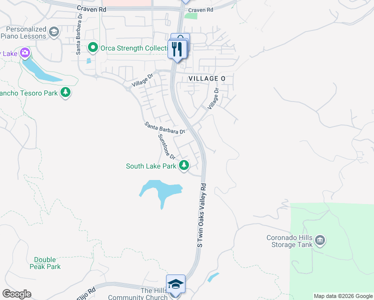 map of restaurants, bars, coffee shops, grocery stores, and more near 899 Slate Street in San Marcos
