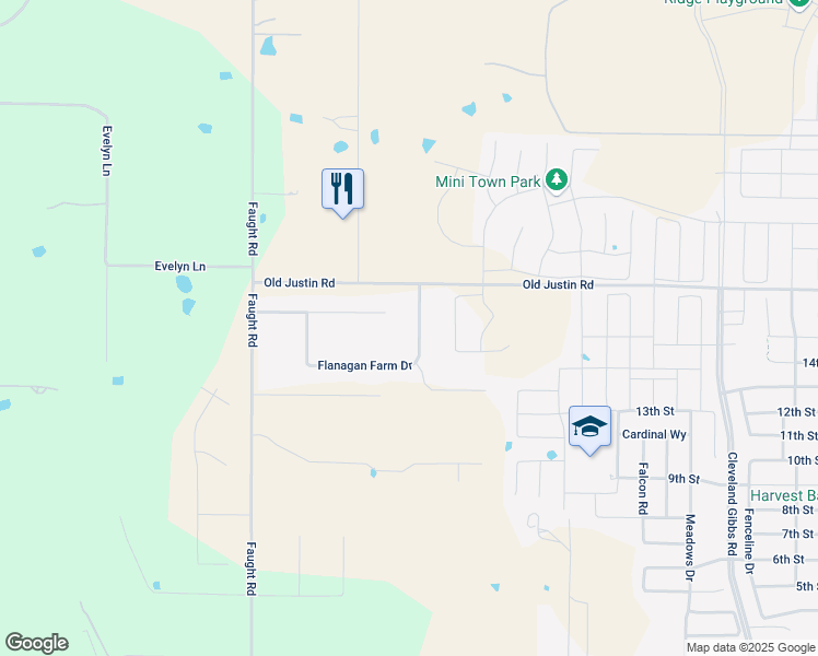 map of restaurants, bars, coffee shops, grocery stores, and more near 1516 Flanagan Farm Drive in Argyle