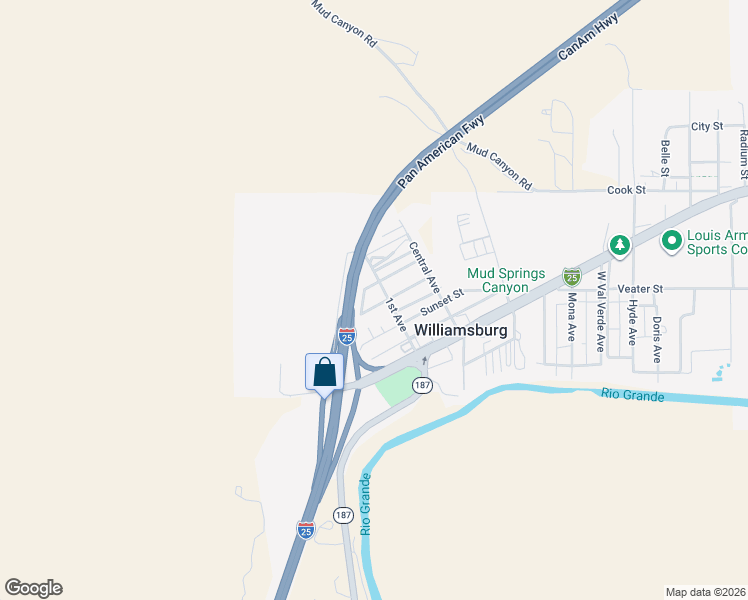 map of restaurants, bars, coffee shops, grocery stores, and more near 419-507 1st Avenue in Truth or Consequences