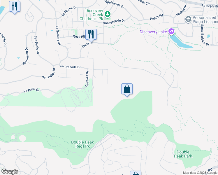 map of restaurants, bars, coffee shops, grocery stores, and more near Vista Colina Drive in San Marcos