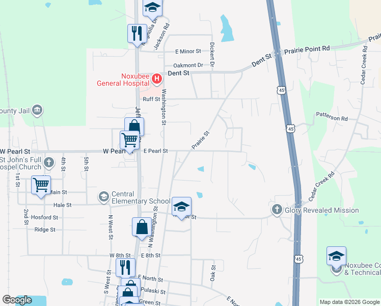 map of restaurants, bars, coffee shops, grocery stores, and more near 400-498 Prairie Street in Macon