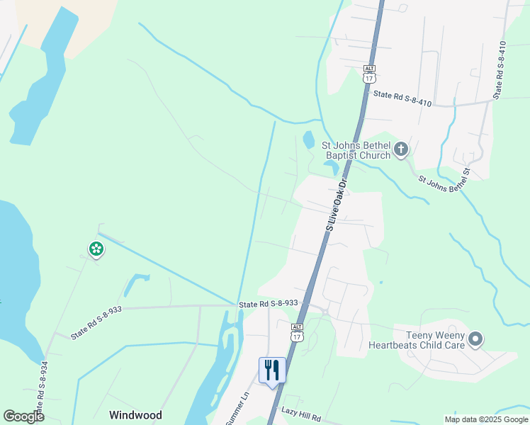 map of restaurants, bars, coffee shops, grocery stores, and more near 217 Pinecrest Drive in Moncks Corner