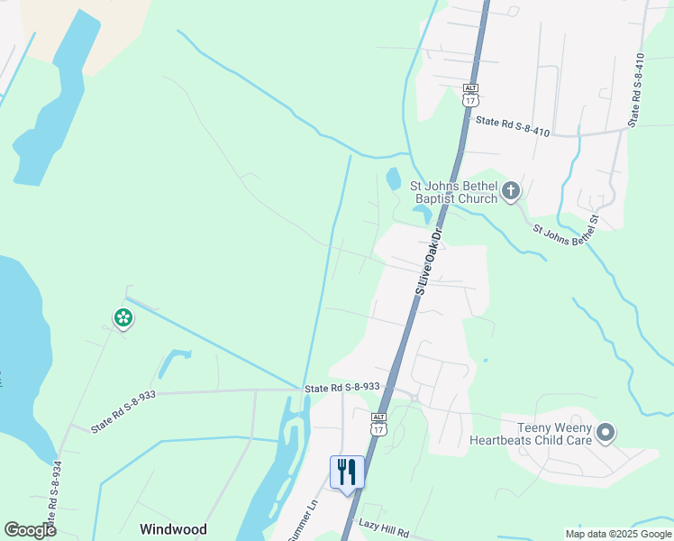 map of restaurants, bars, coffee shops, grocery stores, and more near 217 Pinecrest Drive in Moncks Corner