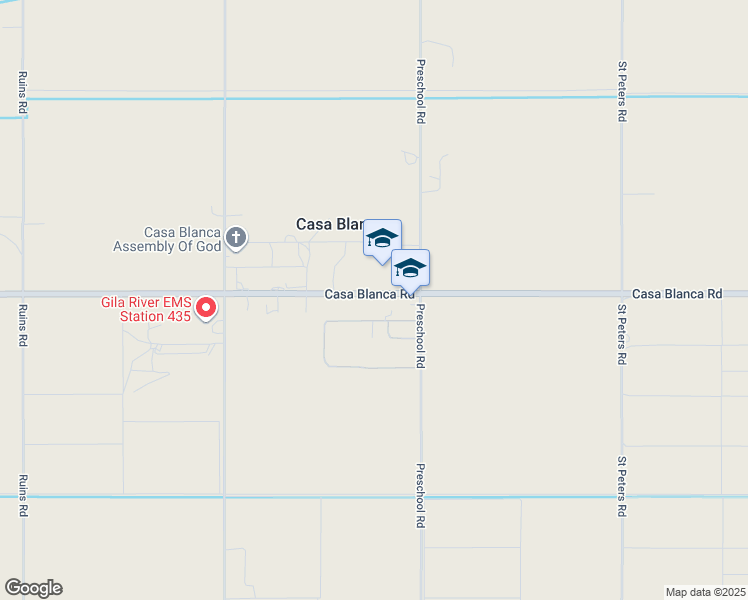 map of restaurants, bars, coffee shops, grocery stores, and more near 3455 Casa Blanca Road in Bapchule