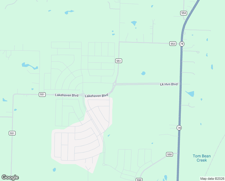 map of restaurants, bars, coffee shops, grocery stores, and more near County Road 551 in Farmersville