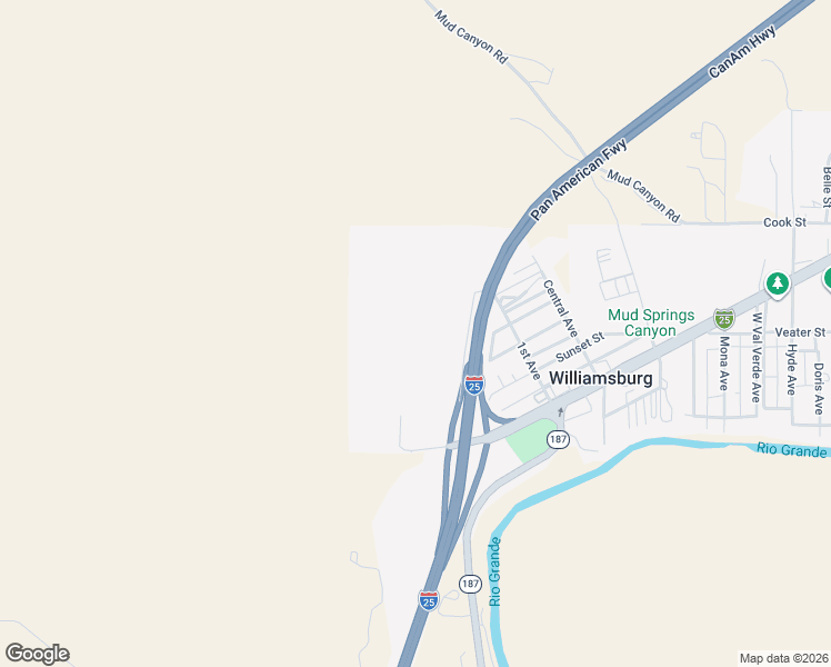 map of restaurants, bars, coffee shops, grocery stores, and more near Frontage Road in Williamsburg