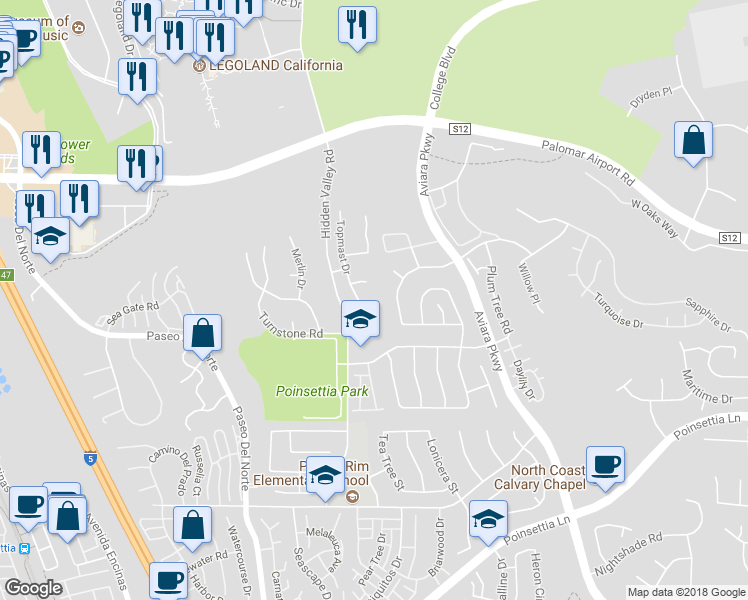 map of restaurants, bars, coffee shops, grocery stores, and more near 1214 Wind Star Way in Carlsbad
