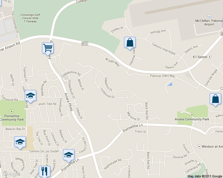 map of restaurants, bars, coffee shops, grocery stores, and more near 1492 Sapphire Drive in Carlsbad