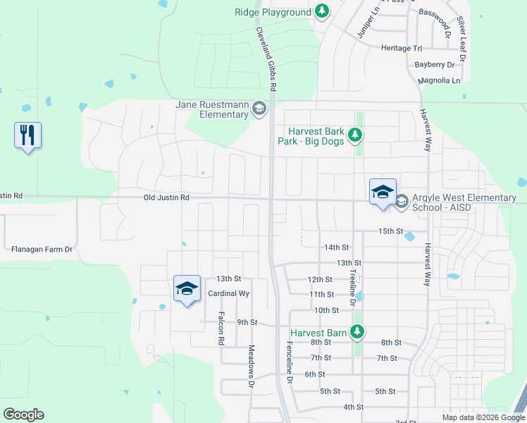 map of restaurants, bars, coffee shops, grocery stores, and more near 1620 Canary Lane in Bartonville