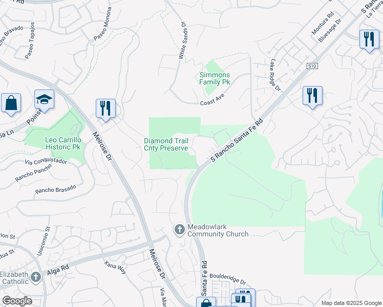 map of restaurants, bars, coffee shops, grocery stores, and more near 1623 Brighton Glen Road in San Marcos