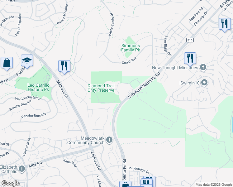 map of restaurants, bars, coffee shops, grocery stores, and more near 1623 Brighton Glen Road in San Marcos