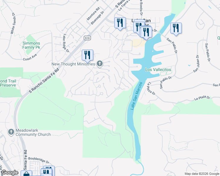 map of restaurants, bars, coffee shops, grocery stores, and more near 1672 Via Inspirar in San Marcos