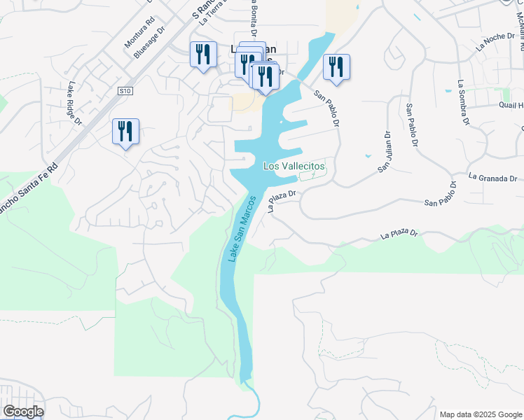 map of restaurants, bars, coffee shops, grocery stores, and more near 1610 Via La Plaza in San Marcos