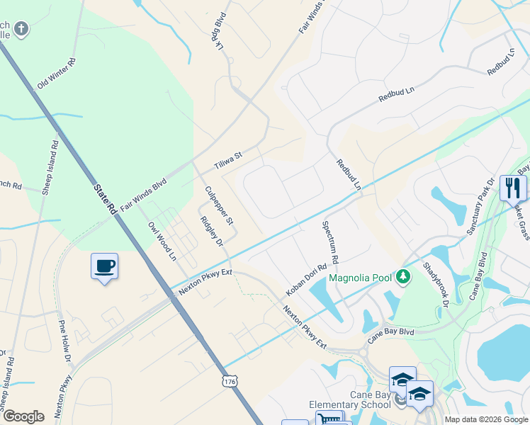 map of restaurants, bars, coffee shops, grocery stores, and more near 270 Witch Hazel Street in Summerville